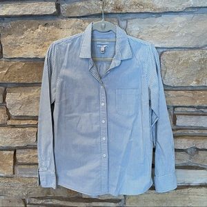 J.Crew blue and white striped Oxford shirt